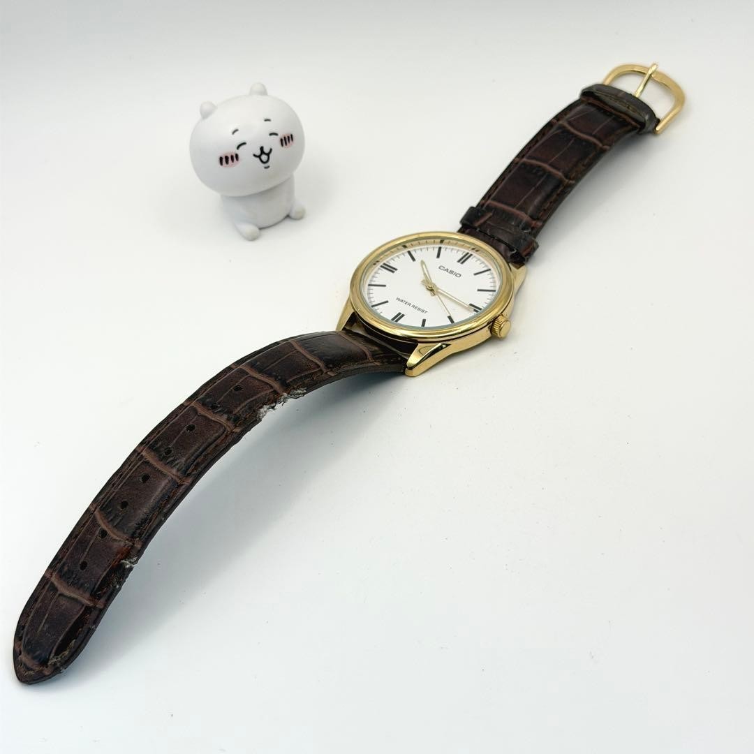 CASIO MTP-V005 Quartz Watch, Gold with White Dial