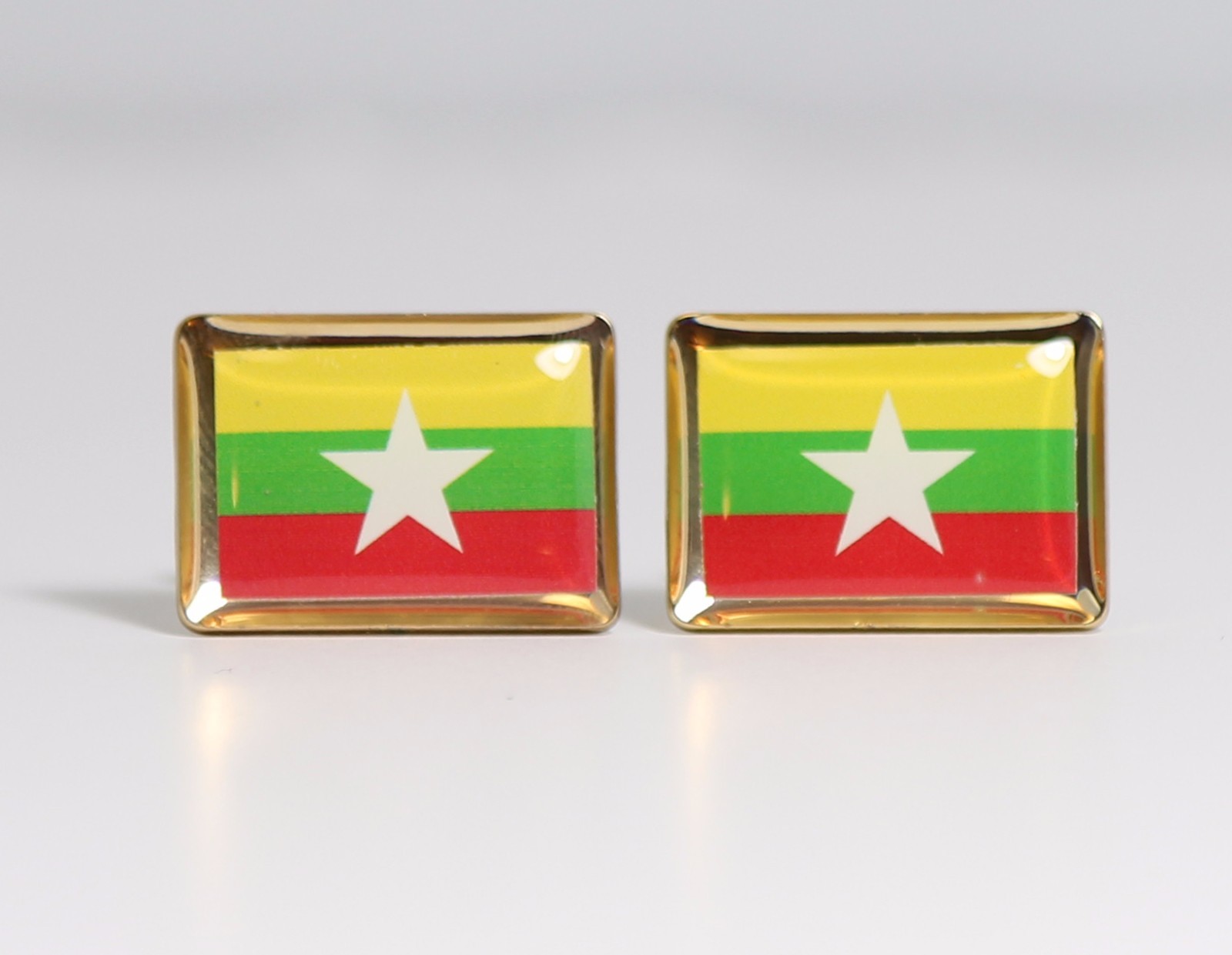 Myanmar Flag Cufflinks–Myanma Asian Southeast Asia Burma Burmese Rangoon