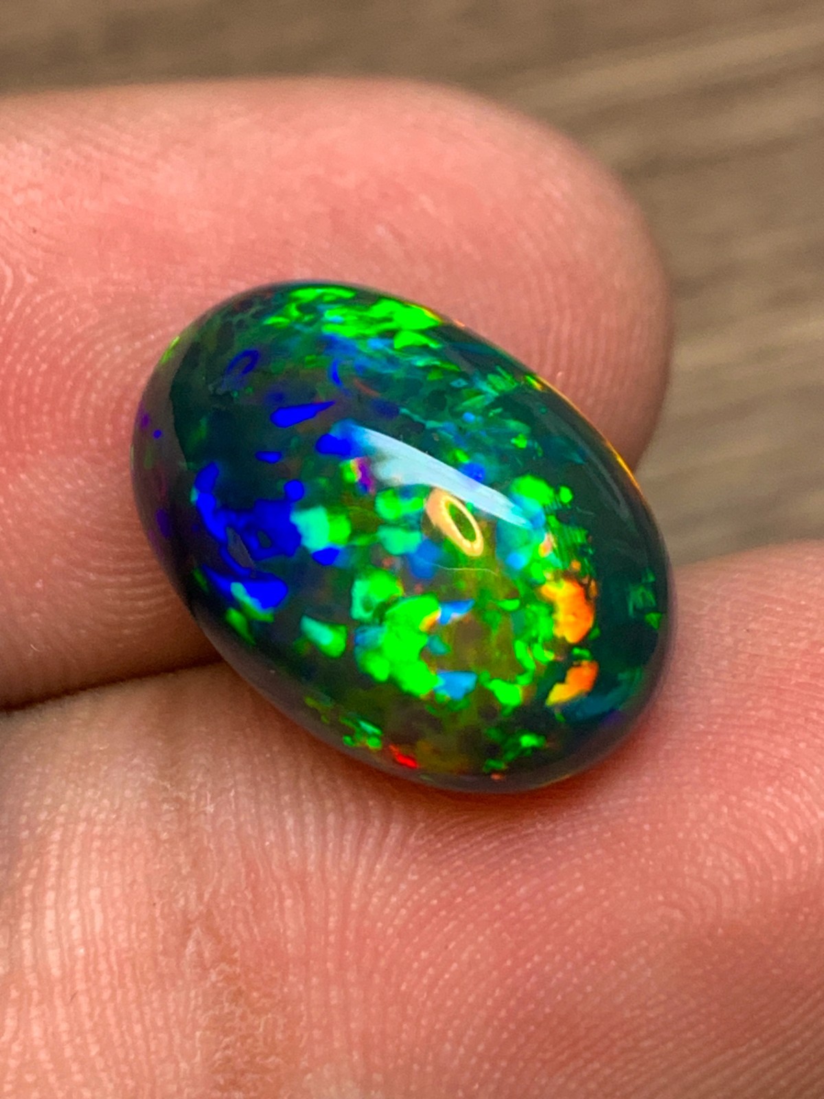 Ethiopian Black Opal Honeycomb Pin Fire 5.85 Carat Oval Cabochon Loose Gemstone