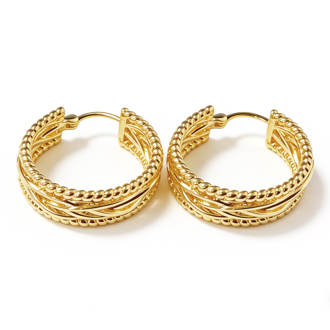 14K Gold Twisted Chunky Hoop Earrings 23mmx9mm Thick Unique Jewelry Women Gift