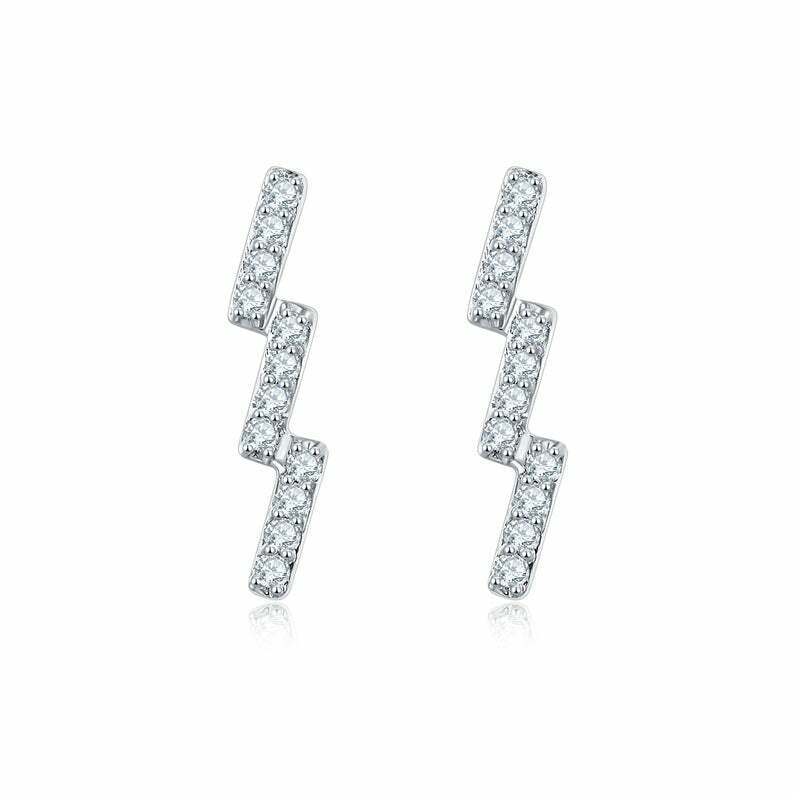 1.2ct Lab-Created Moissanite Geometric Minimal Stud Earrings White Gold Plated