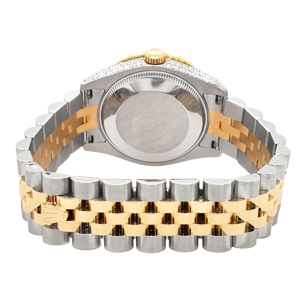 Rolex Datejust 31mm 2-Tone Champagne Floral Dial 4.4ct Diamond Bezel/Case Watch