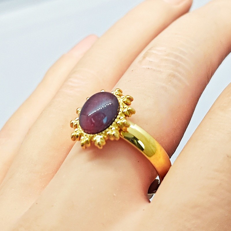 36 Pcs Oval Sun Bezel Wine Red Stone Stainless Cocktail Rings 4mm Bulk Jewelry