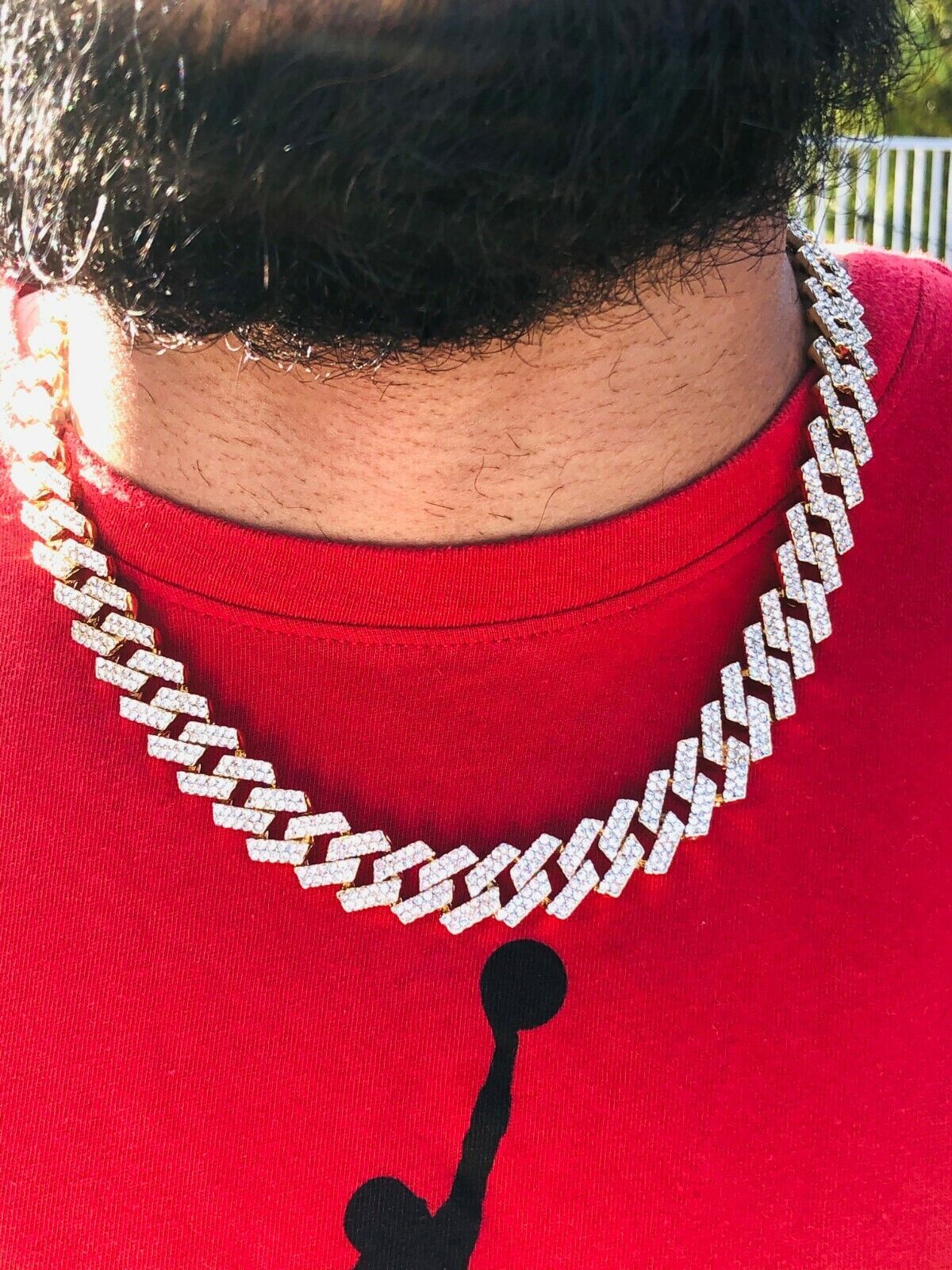 Men’s 15MM White Gold Plated Iced CZ Out Solid Miami Cuban Link Bracelet Chain