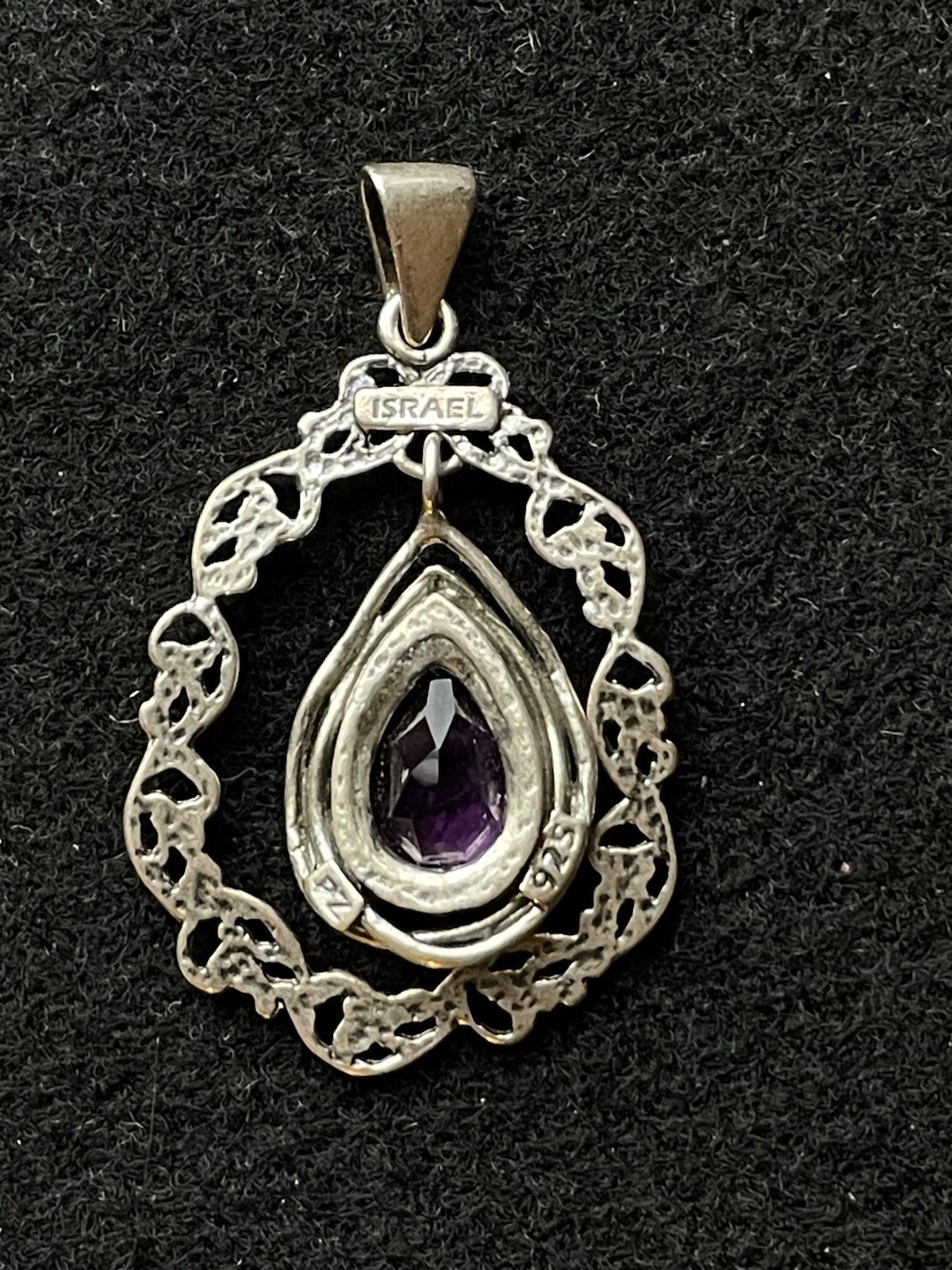 Paz Creations Sterling Silver & Amethyst Pendant Marked PZ 925