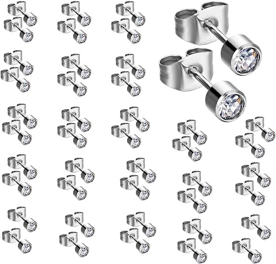 20 Pairs 4MM Ear Piercing Stud Earrings Surgical Steel Piercing Studs Earnings f