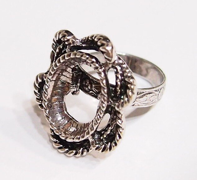4 -18x13mm Antique Silver Victorian Twisted Rope Floral Adjustable Ring Setting