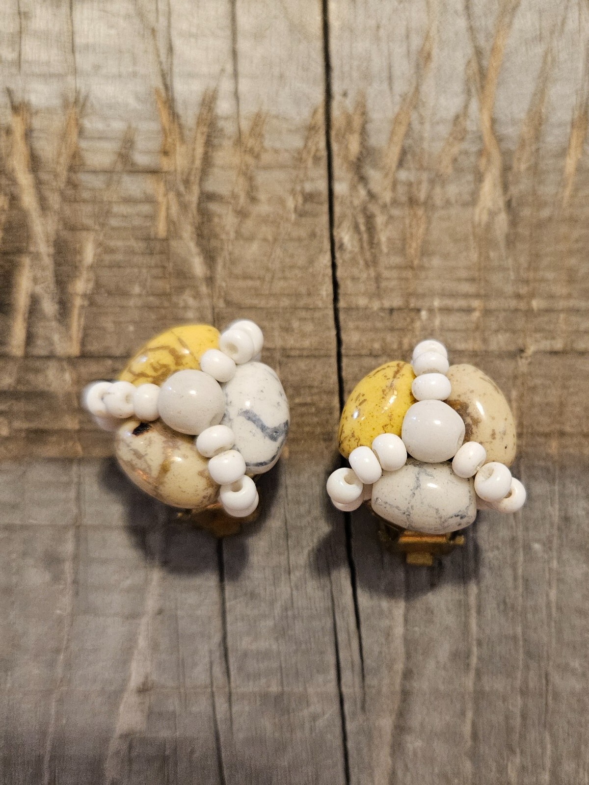 Vintage Beaded Clip On Earrings Statement Fashion Jewelry