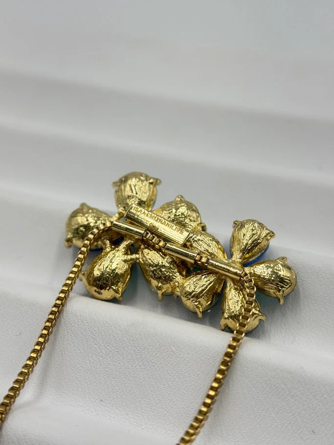 Isaac Mizrahi Live! Goldtone Adjustable Blue Crystal Flower Bracelet.