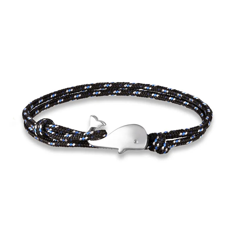 Paracord Rope Bracelet Men Silver Tone Wrap Layered Strand Metal Jewelry