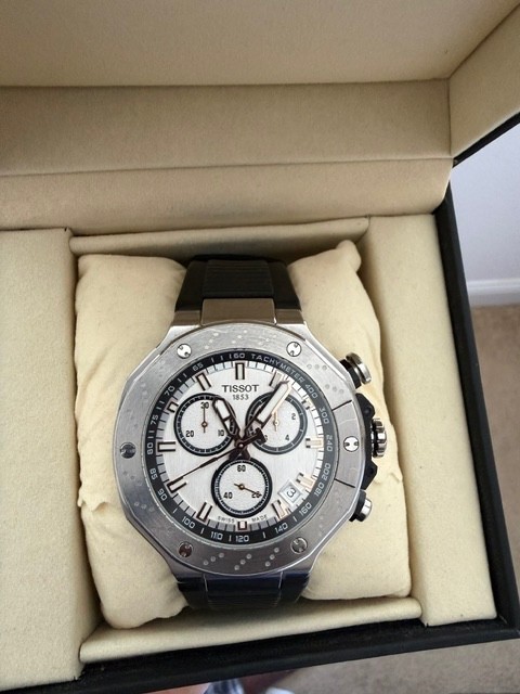 Tissot T Race Chronograph 45mm Swiss Quartz Men Silver dial Rubber Strap