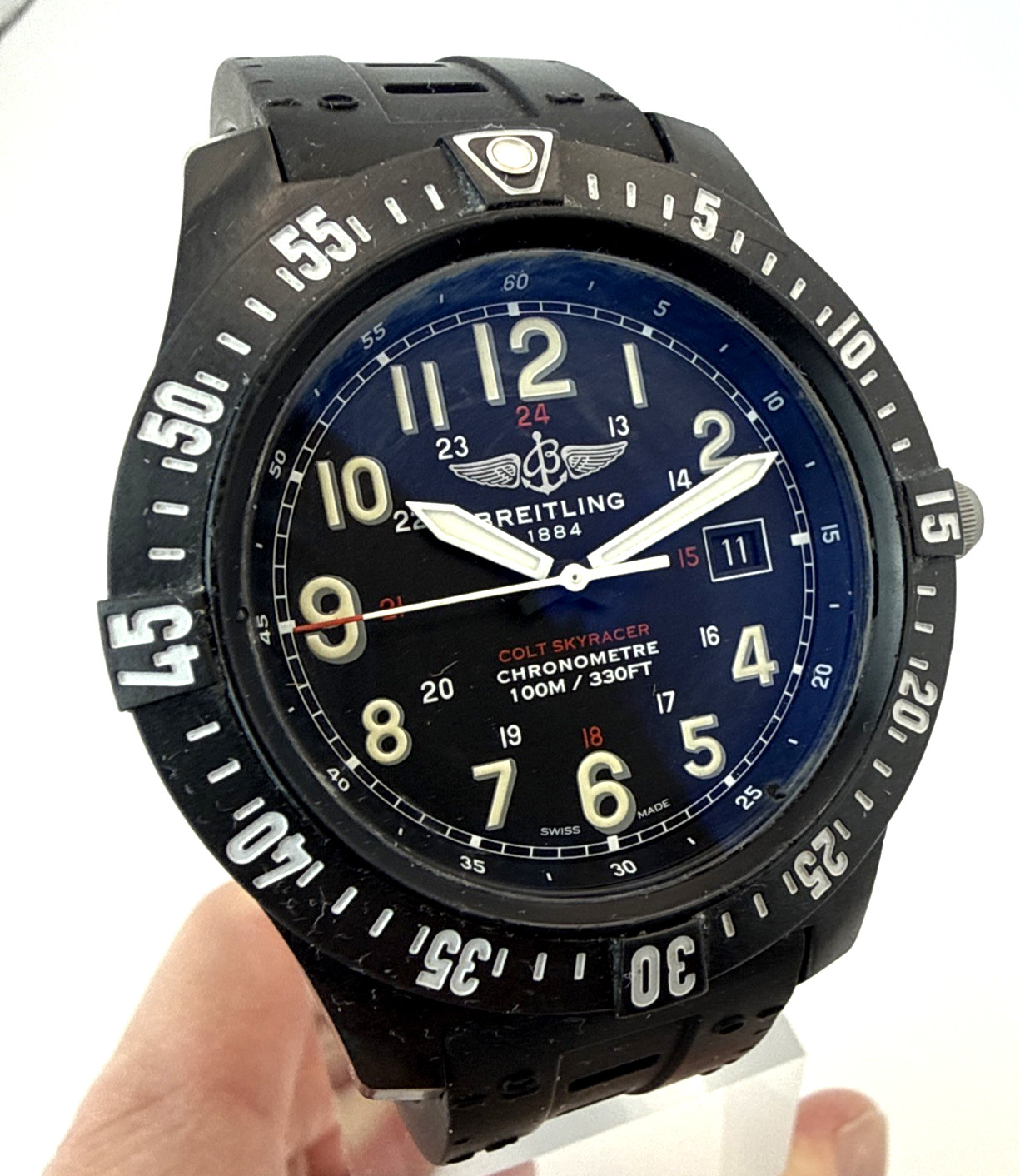 🔥BREITLING Colt Skyracer X74320 Brightlight case Quartz Men’s Watch #W291 Black