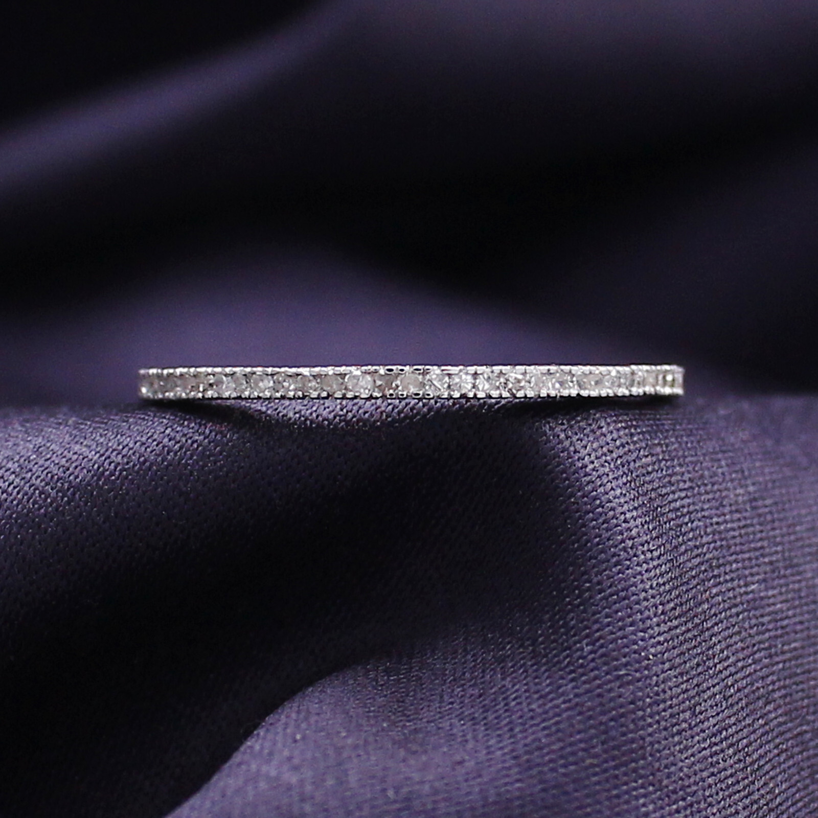 1/5 Micro Pave Setting Natural Diamond Eternity Wedding Band 10K, 14K Gold
