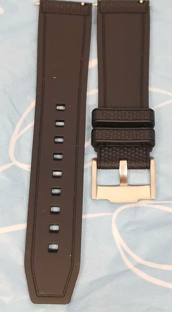 Bulgari Rubber Belt 22mm Black Leather Silver Pin Buckle Used