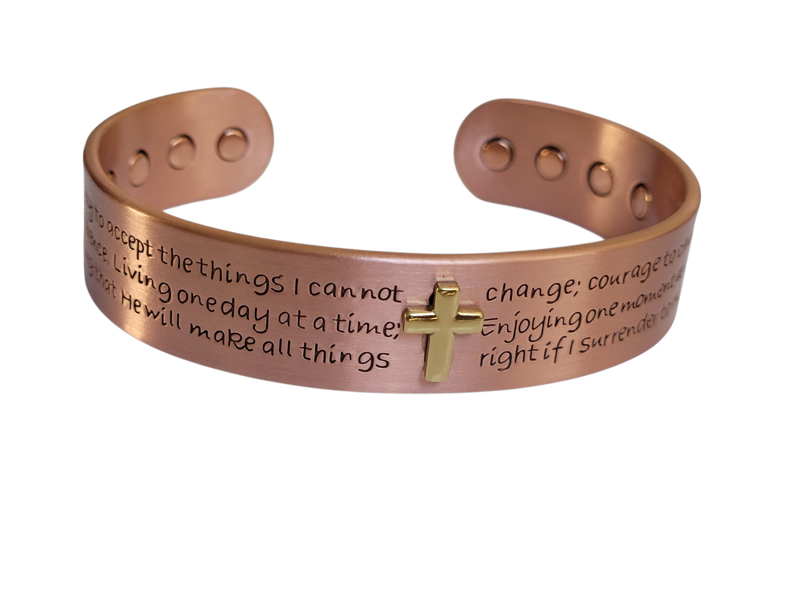 Cross Prayers Pure Copper Magnetic Bracelet Arthritis Pain Therapy Energy Cuff