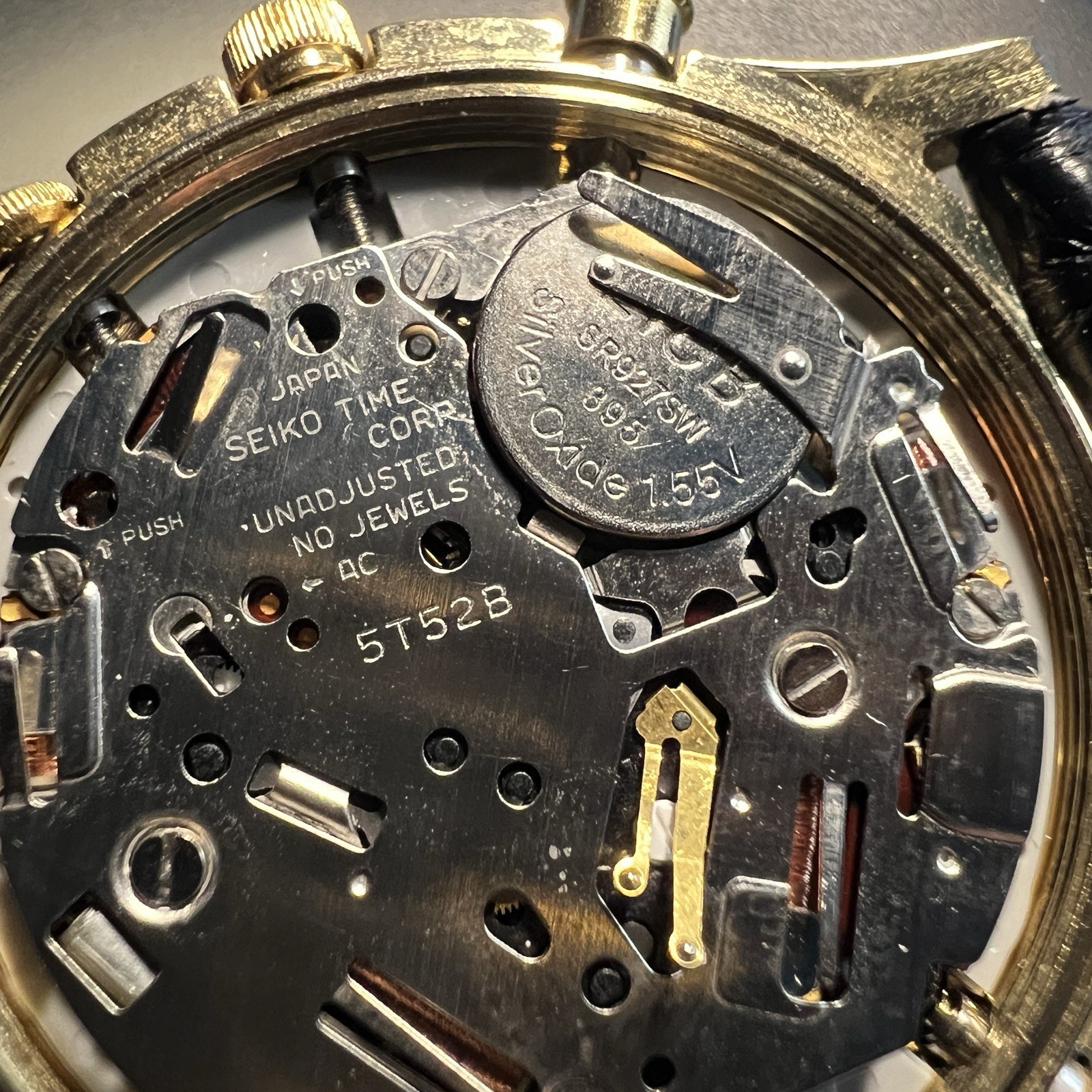 Vintage Seiko 5T52-6A39 World Timer Chronograph Black & Gold Quartz WORKS