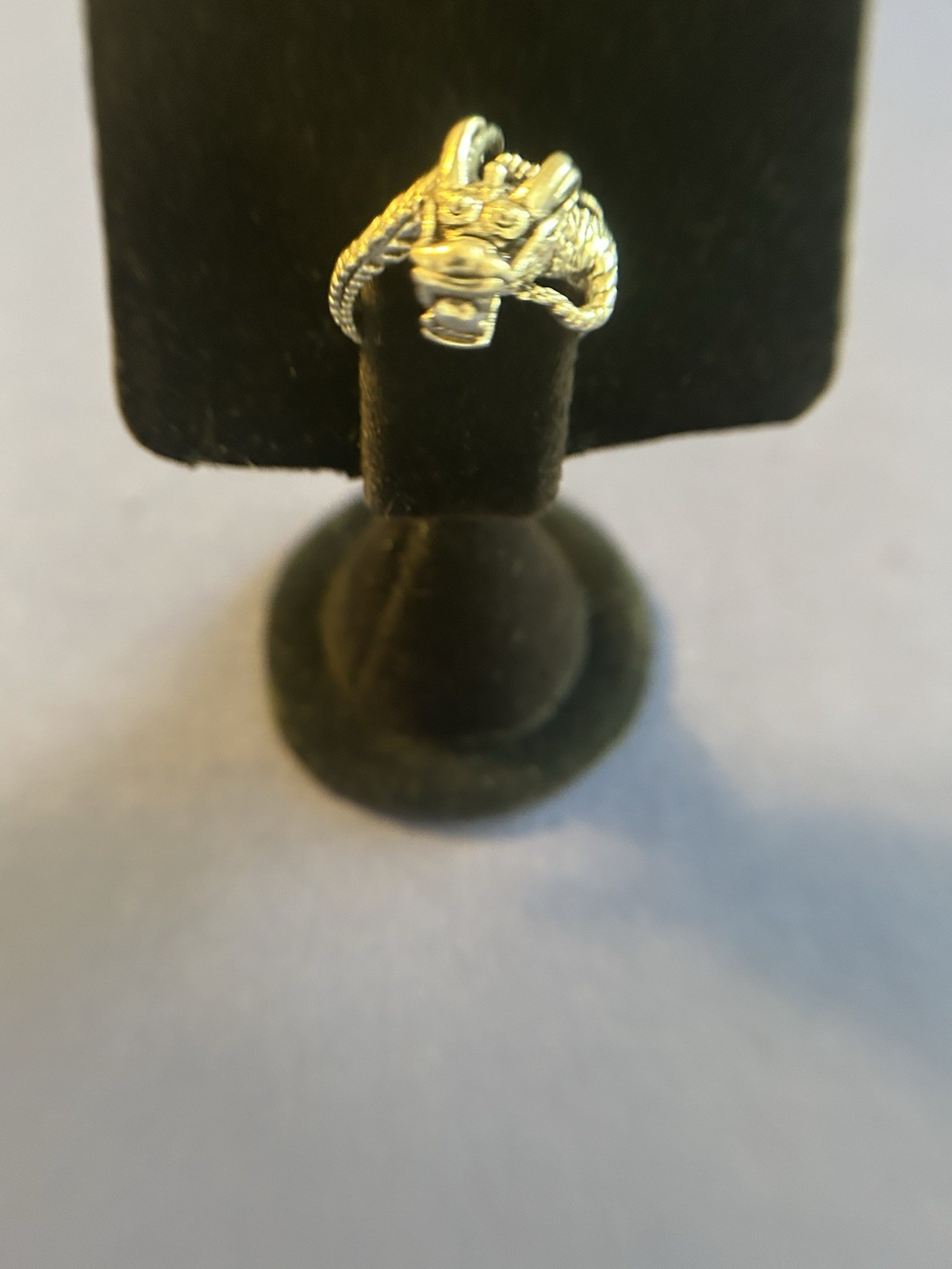 Vintage sterling silver Peter Stone dragon with ball great detail ring size 8