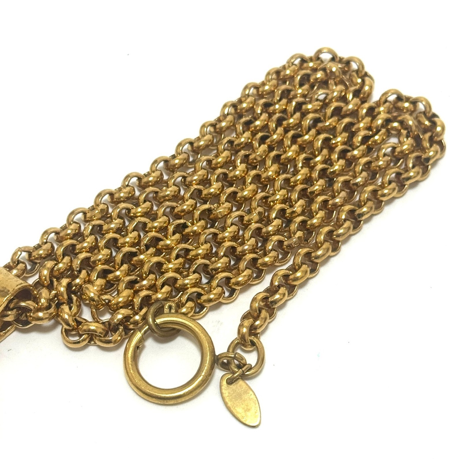 CHANEL 3027 COCO Mark CC Logo Round Necklace Gold Vintage Authentic JAPAN