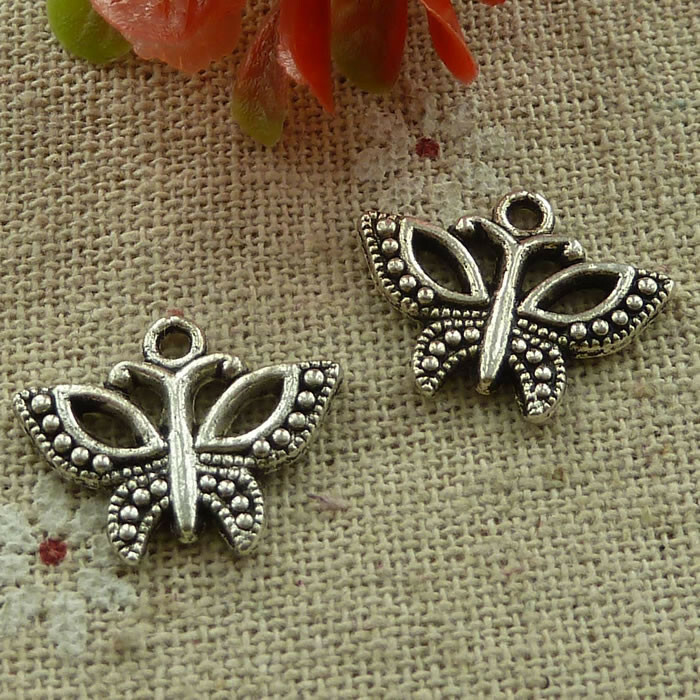 Free Ship 130 pcs tibetan silver butterfly charms 19X15mm L-2942