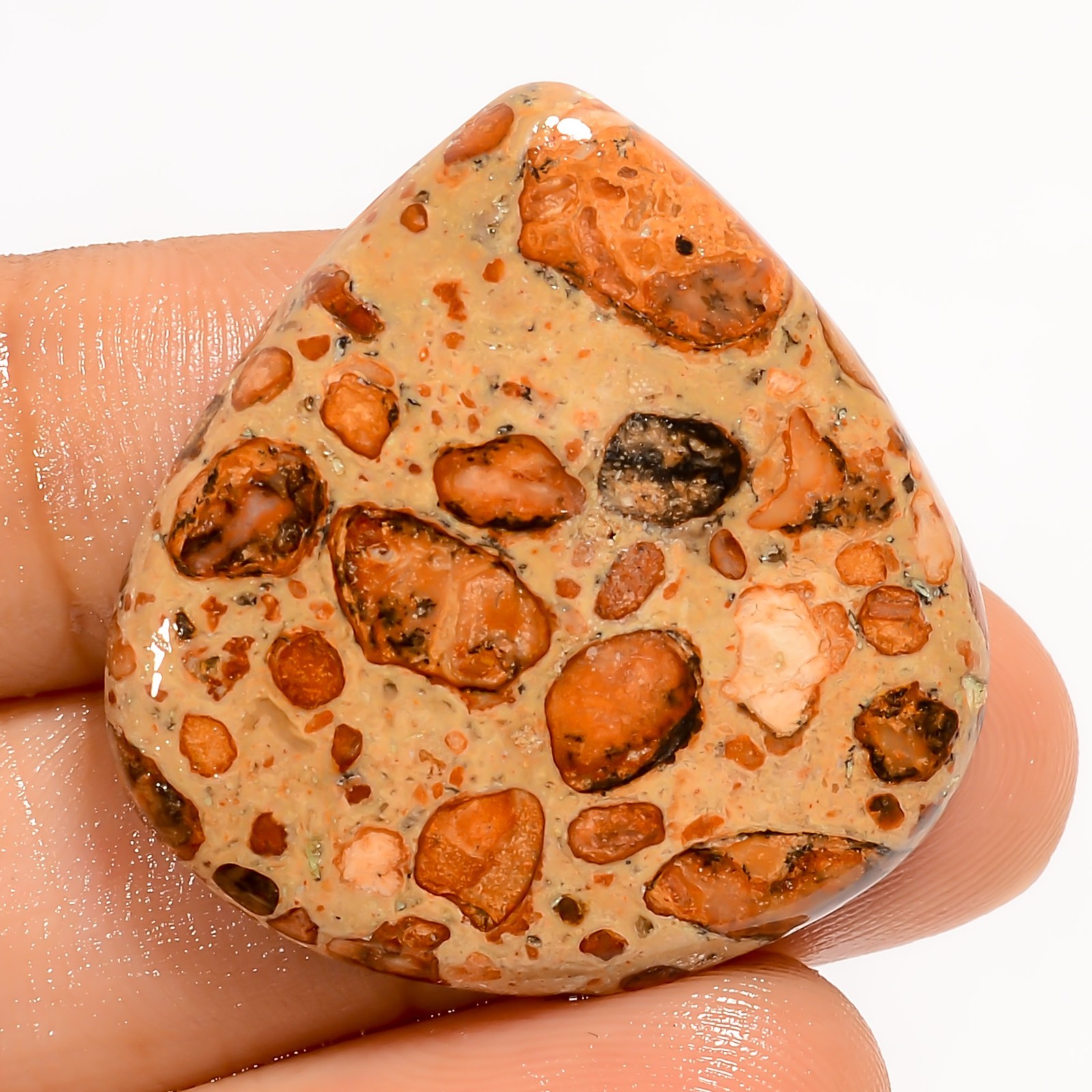 31.5 Ct Natural Asteroid Jasper Heart Shape Cabochon Loose Gemstone 31X30X4 mm