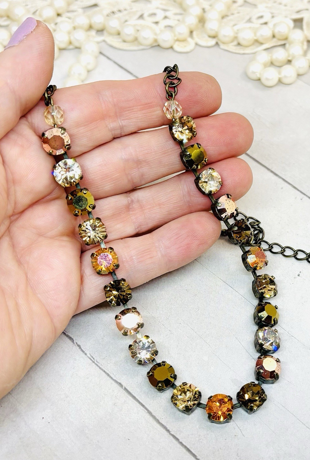 8mm Brass Plated Chili Pepper Orange Cup Chain Autumn Tennis Necklace