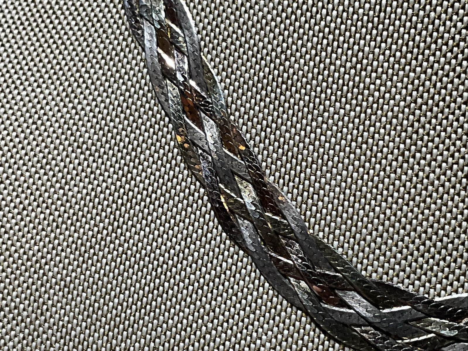 two tones 10mm Wide Braided Herringbone Italy Sterling Silver Necklace 15” /16gr