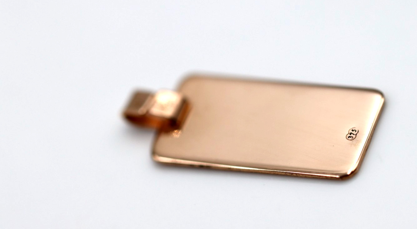 Solid 9ct 375 Rose Gold 24mm x 12mm Rectangle Engraving Shape Pendant -Free Post
