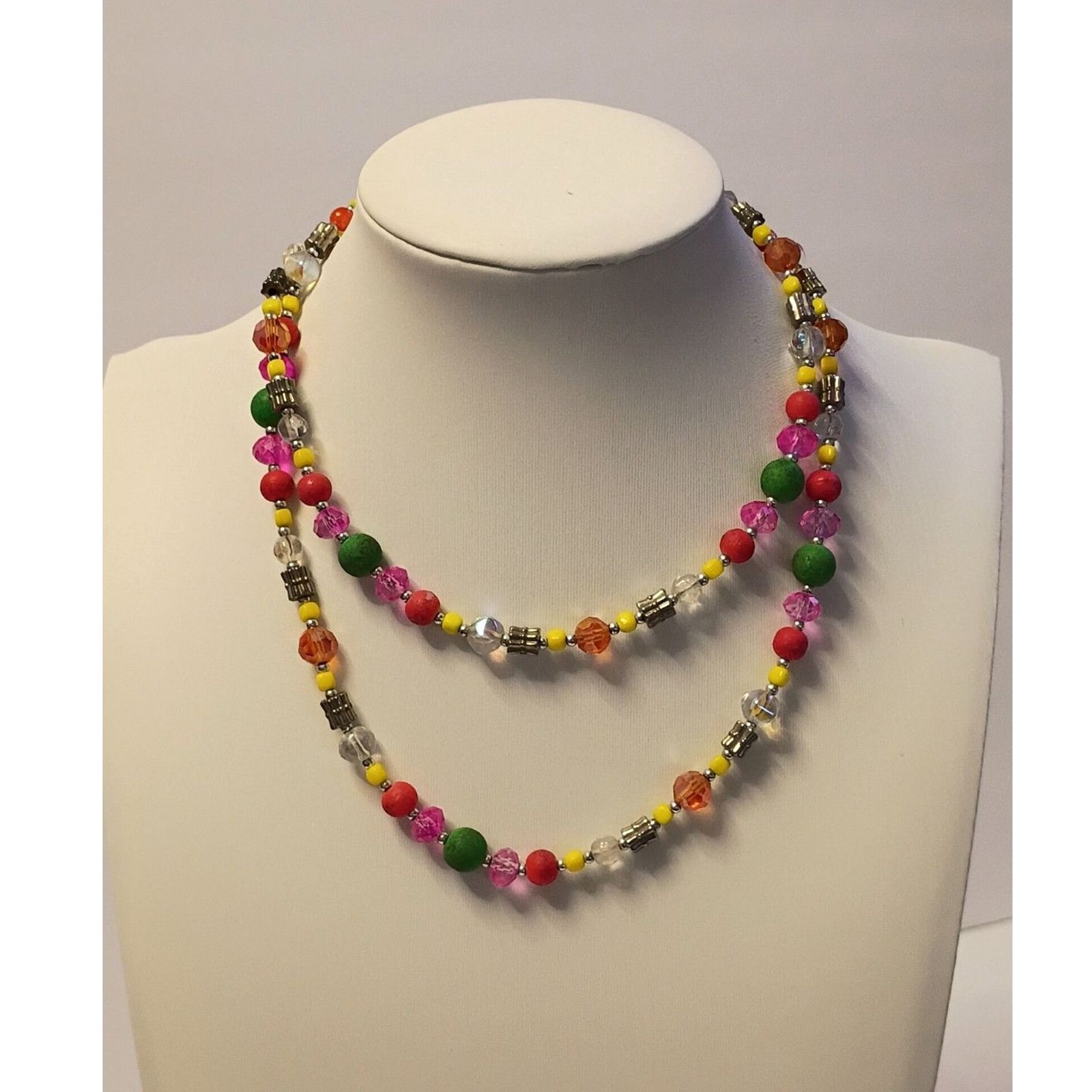 Lovely Colorful and Lightweight Necklace of Small Glass beads of Many Colors