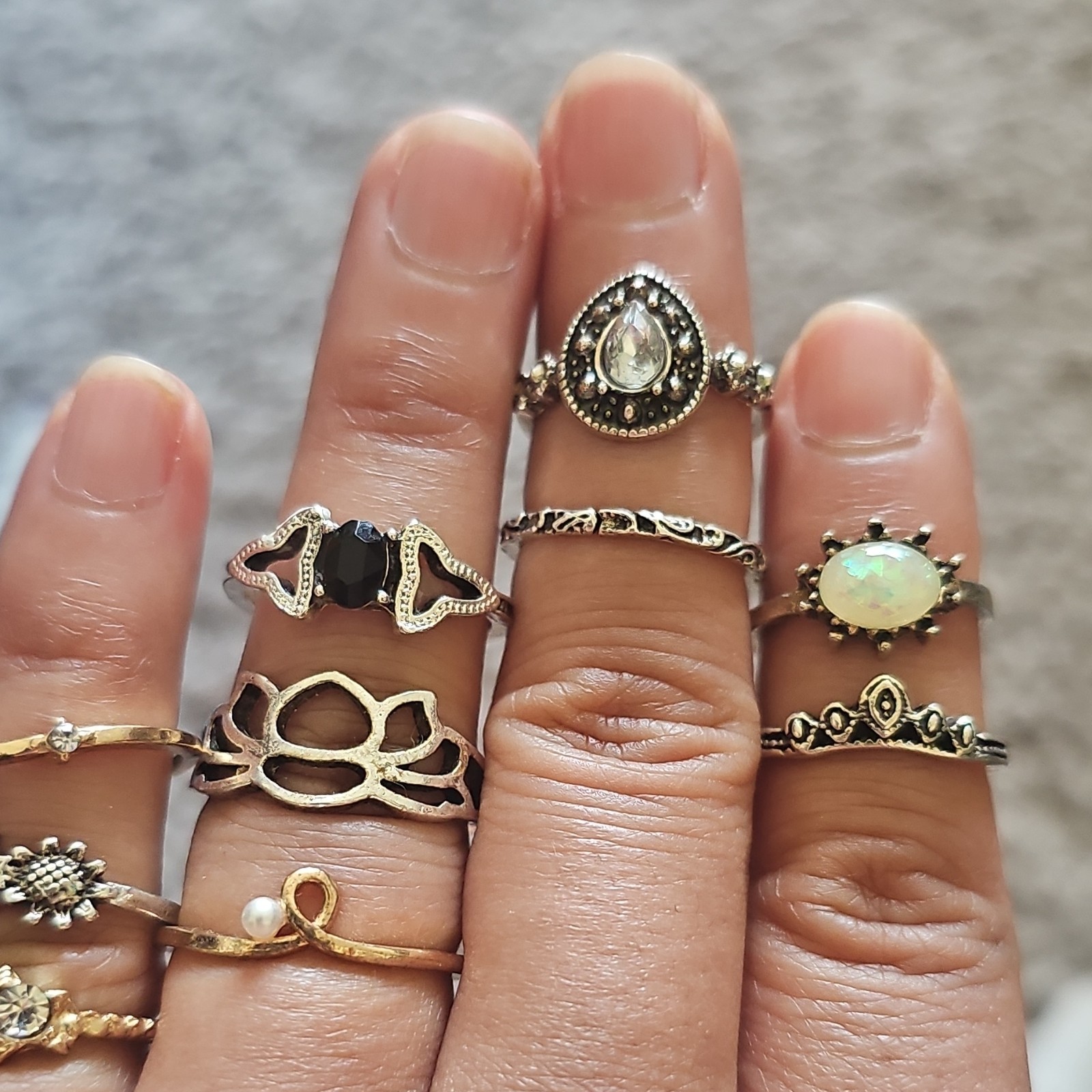 Mixed Metal Gold & Silver Stackable Band Rings Lot 10 Set C Size 6/7/8