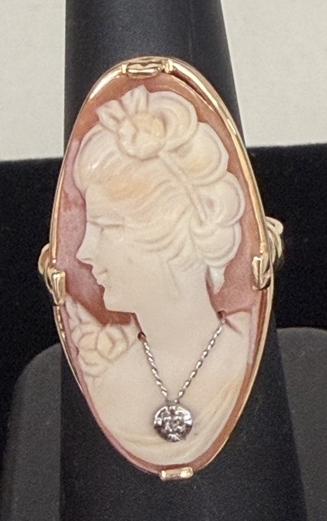 14k Yellow Gold Size 6.5 Vint Cameo Ring 7.0g 2.65mm 32.69mm x 18.50mm x 7.7mm