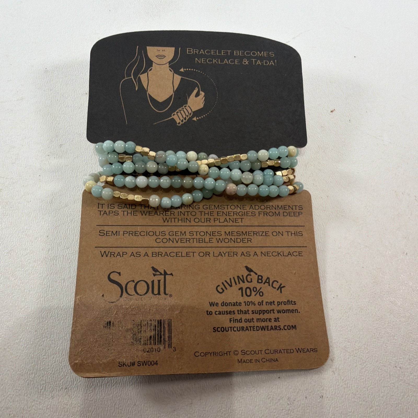 Scout Curated Wears – Amazonite Necklace/Bracelet – New – Stone Of Courage