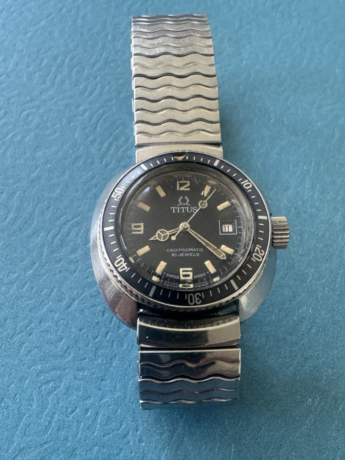 VINTAGE 1960s SOLVIL TITUS CALYPSOMATIC DIVER WATCH 21J AUTO STUNNING TROPICAL