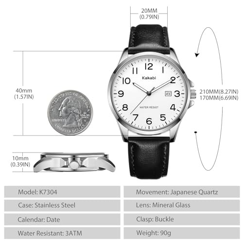 Watch for Men, Fashion Minimalist Wrist Watch Waterproof Quartz 03-BlackWhite