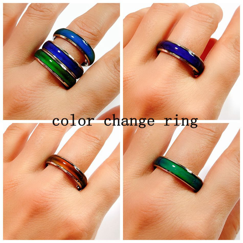 Wholesale 20pcs Stainless Steel Mood Ring Men’s Women’s Color Changing Rings 6mm
