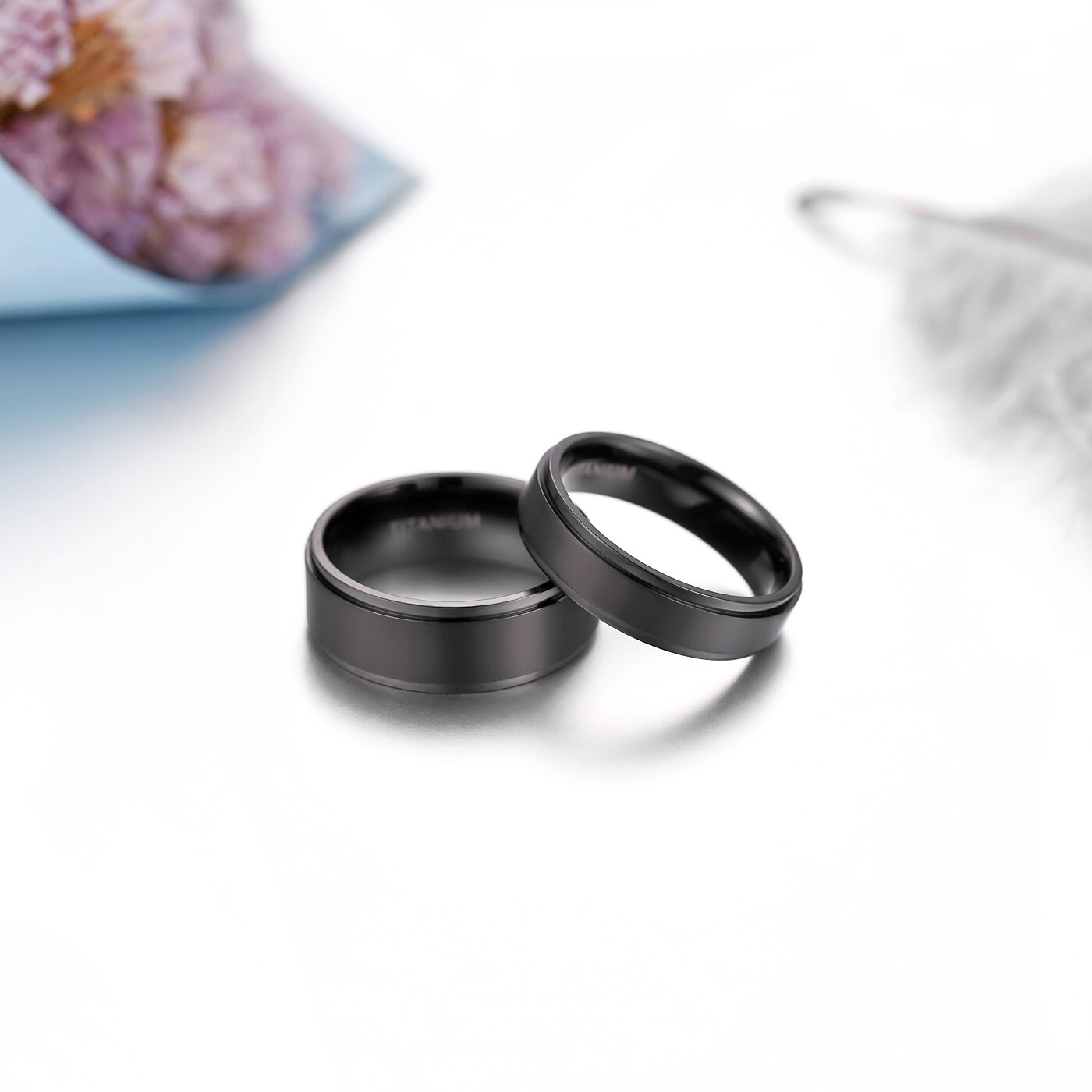 Men’s Women’s 6mm 8mm Black Titanium Rings Couple Wedding Band Matte Comfort Fit