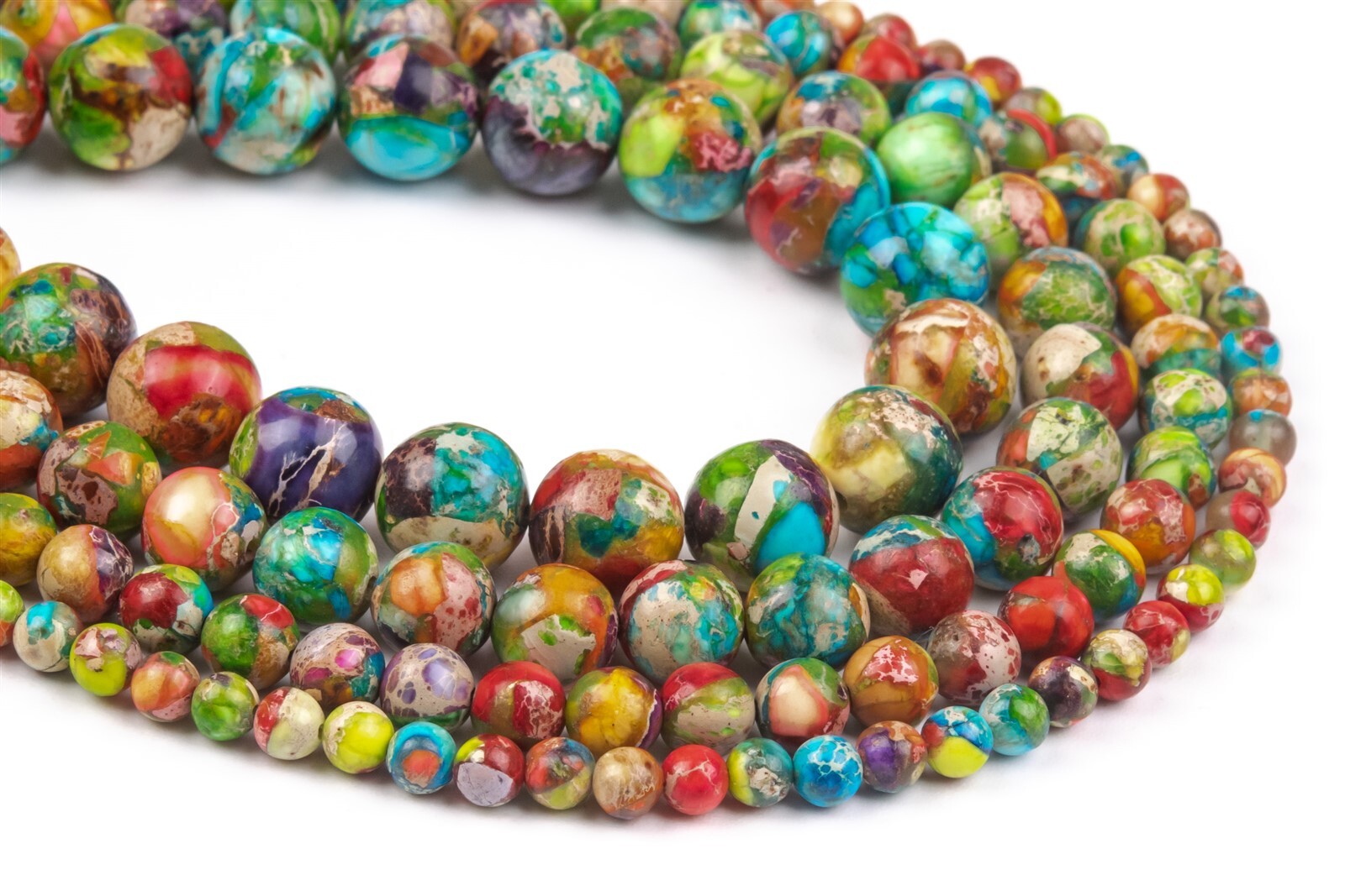 Multicolor Sea Sediment Imperial Jasper Nugget Round Loose Beads 4/6/8/10MM