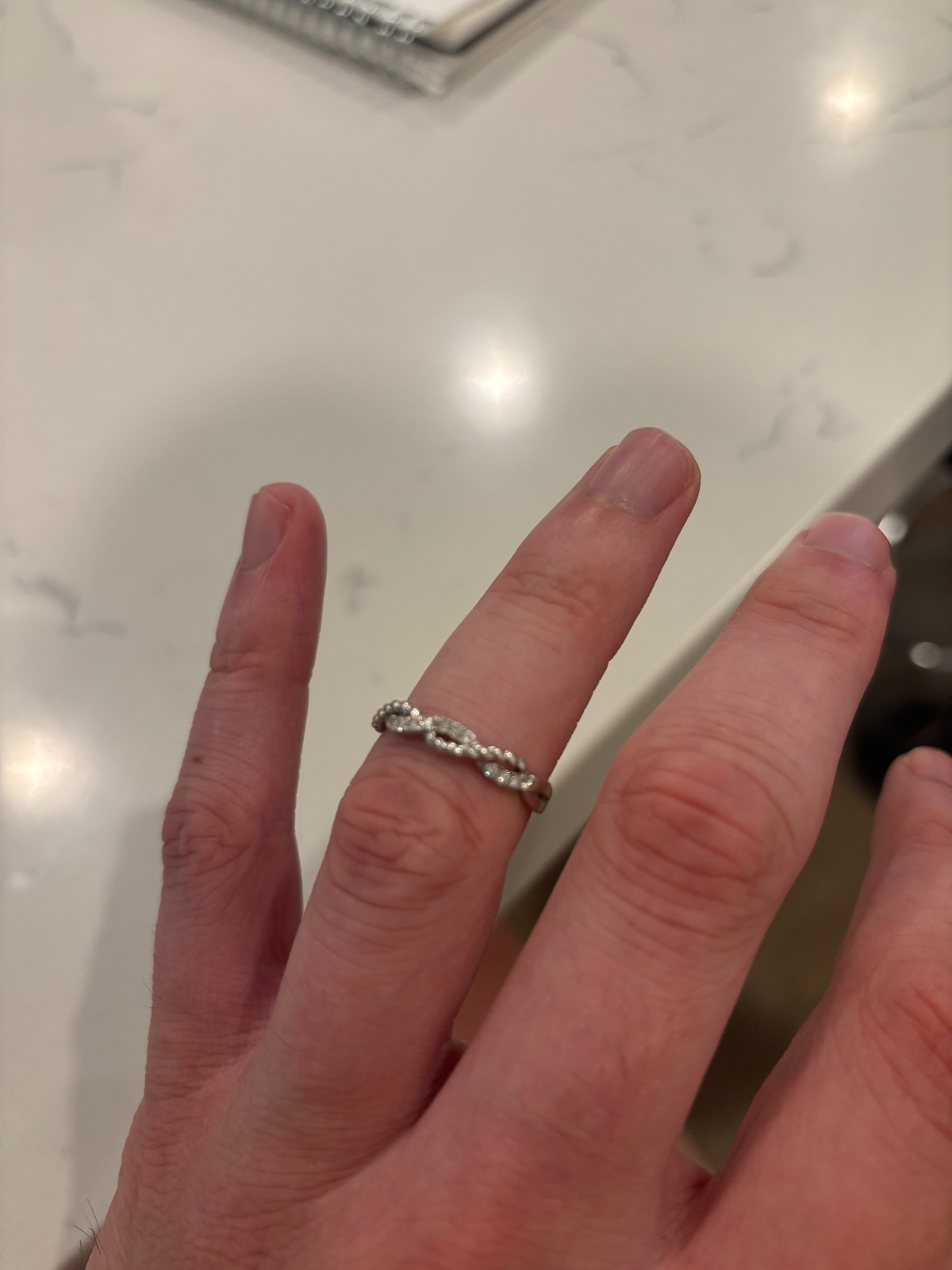 Diamonds on Size 7.5 White Gold Wedding Band