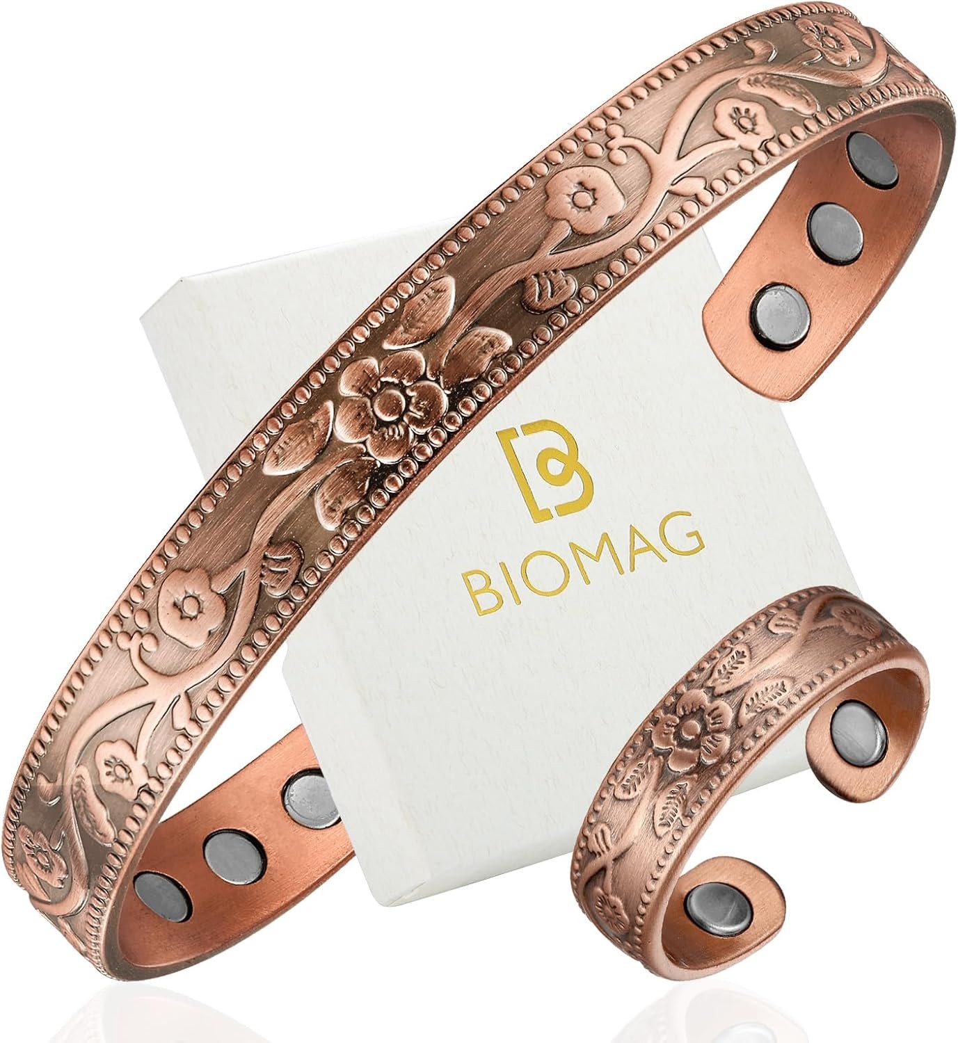 BioMag Copper Bracelet & Ring for Women, 99.99% Pure Copper Magnetic Bracelet Ly