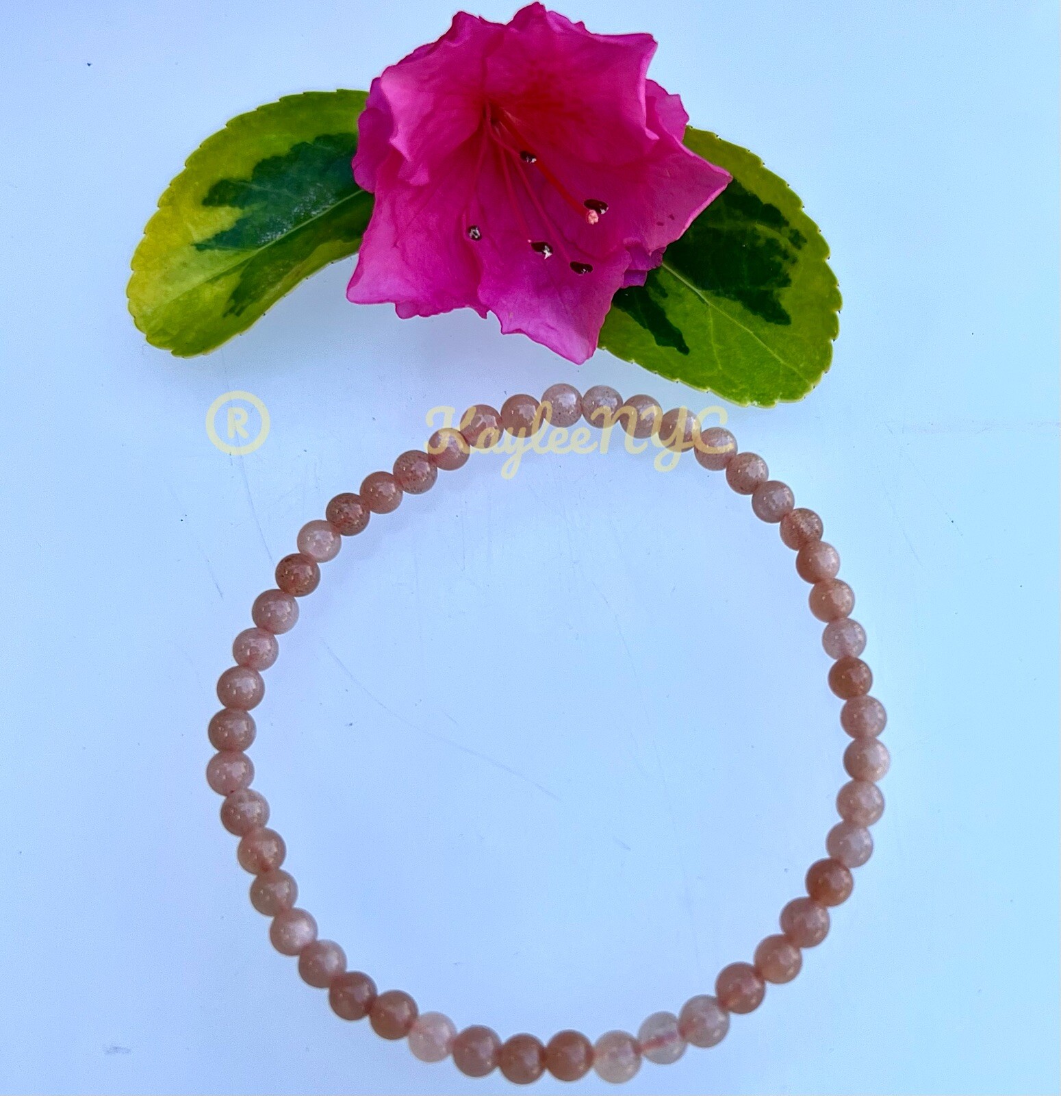 Wholesale Lot 6 Pcs Natural Peach Moonstone 4mm 7.5” Crystal Stretch Bracelet