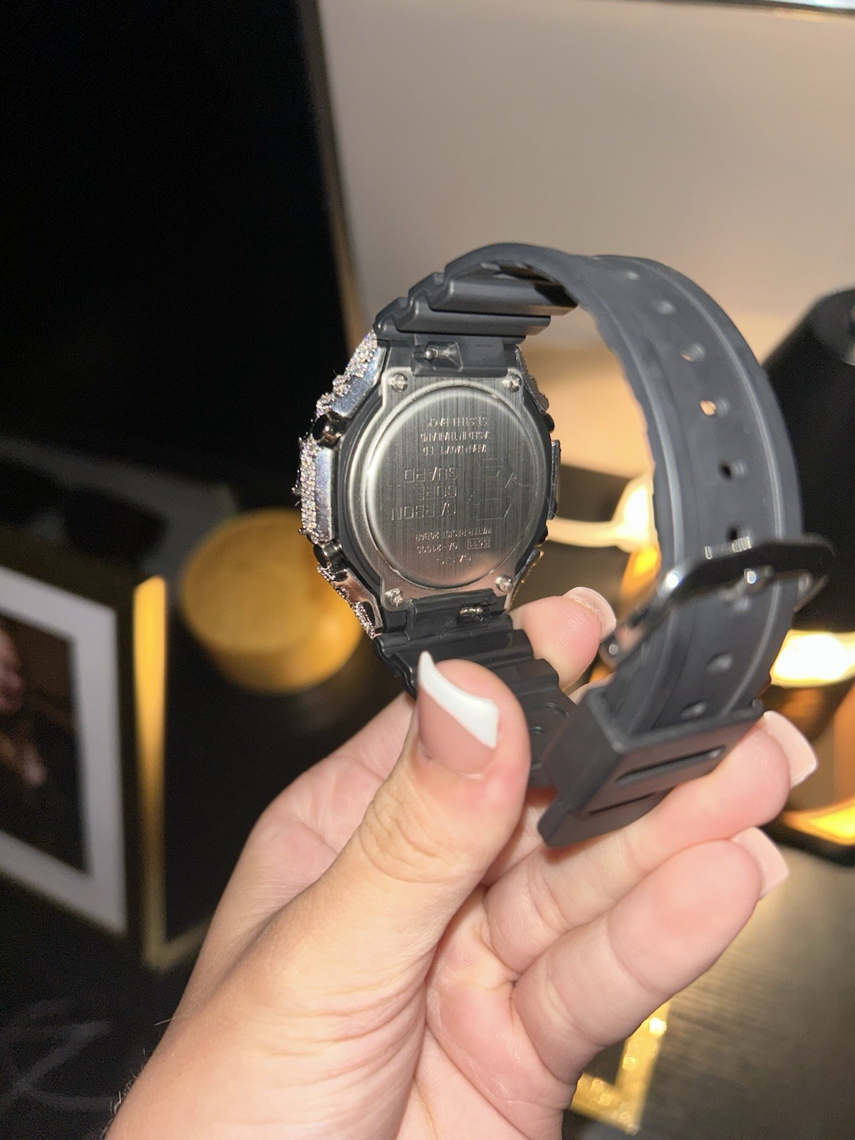 G-SHOCK Analog/Digital Quartz 200m Custom Iced-Out Bezel Black Resin Band