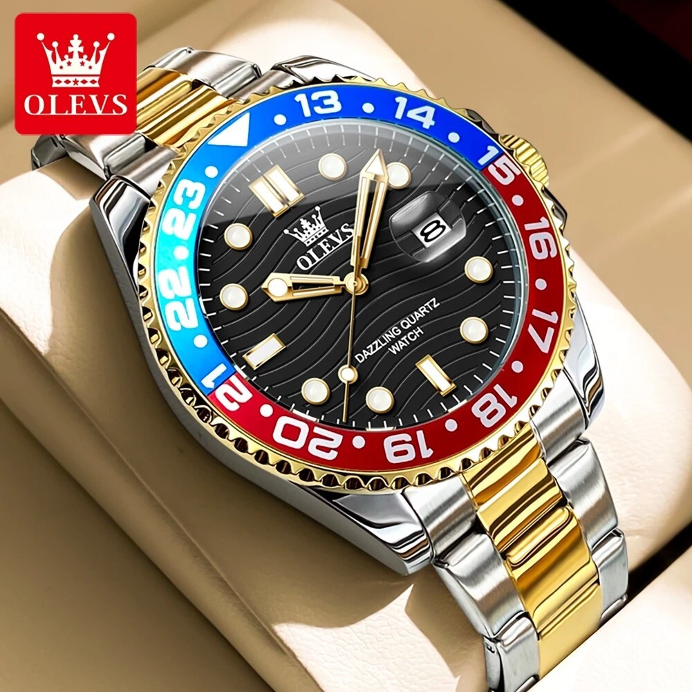 Waterproof Quartz Watch Men’s Men OLEVS Luminous Luxury Date Business Strap