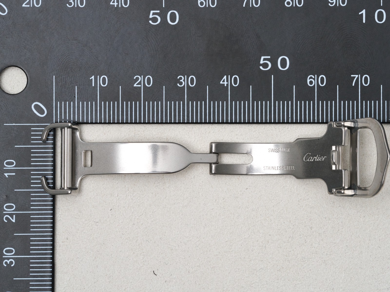 Cartier Deployment Buckle Clasp 14mm Fold Over Push Stainless Steel Genuine