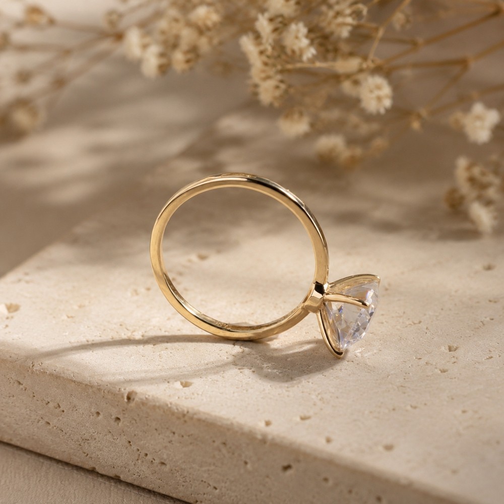 Minimalist Ring IGI Certified 10K Solid Gold 1CT Lab Grown Diamond Ring for Her