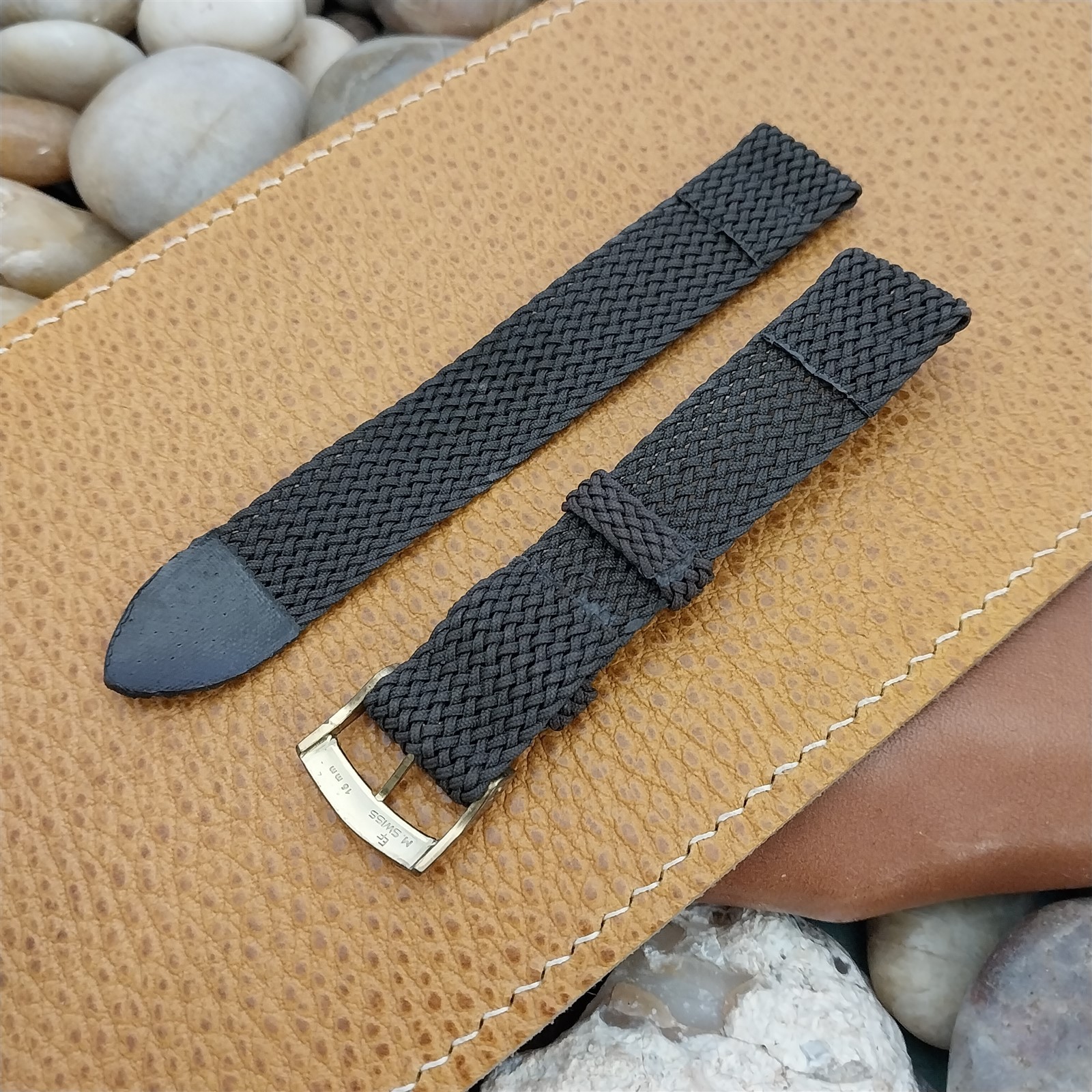 16mm Brown Perlon 2-piece 60s/70s NOS Vintage Dive Watch Strap & Brass Buckle