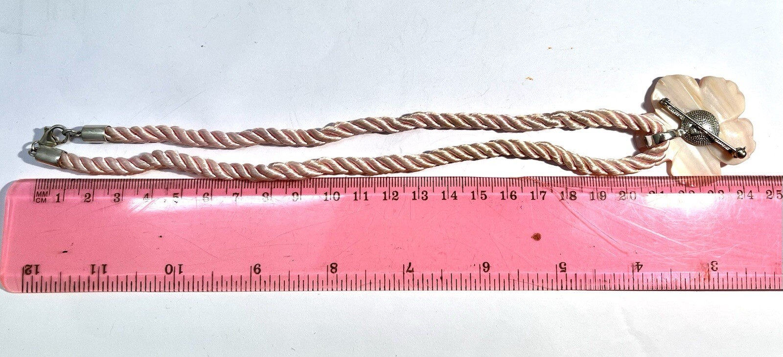 WK Whitney Kelly 925 Silver Pink MoP Pendant &pink Cord Necklace,46cm, SV13