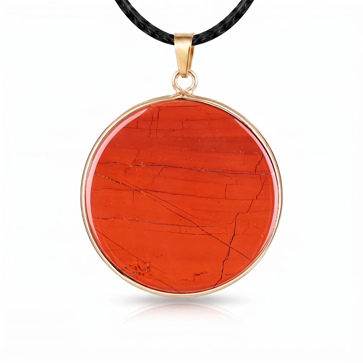 6PCS 30mm Round Natural Gemstone Pendant Necklace Gold Healing Crystal