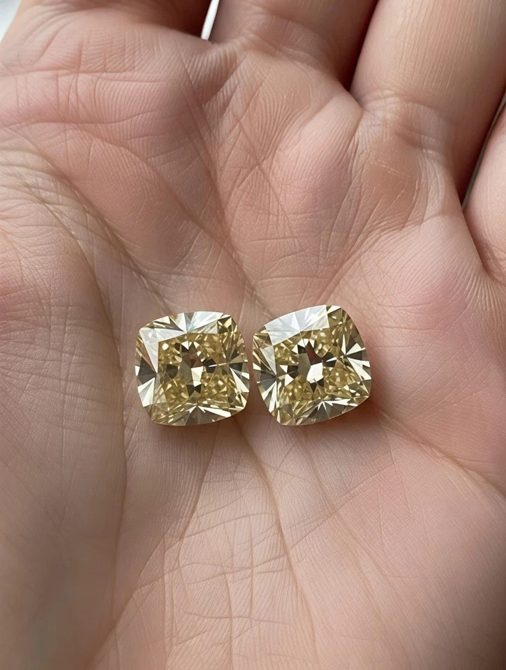 6×6 MM Brown cushion Cut VVS1 Loose Diamond Premium Quality Gemstone 2 pcs
