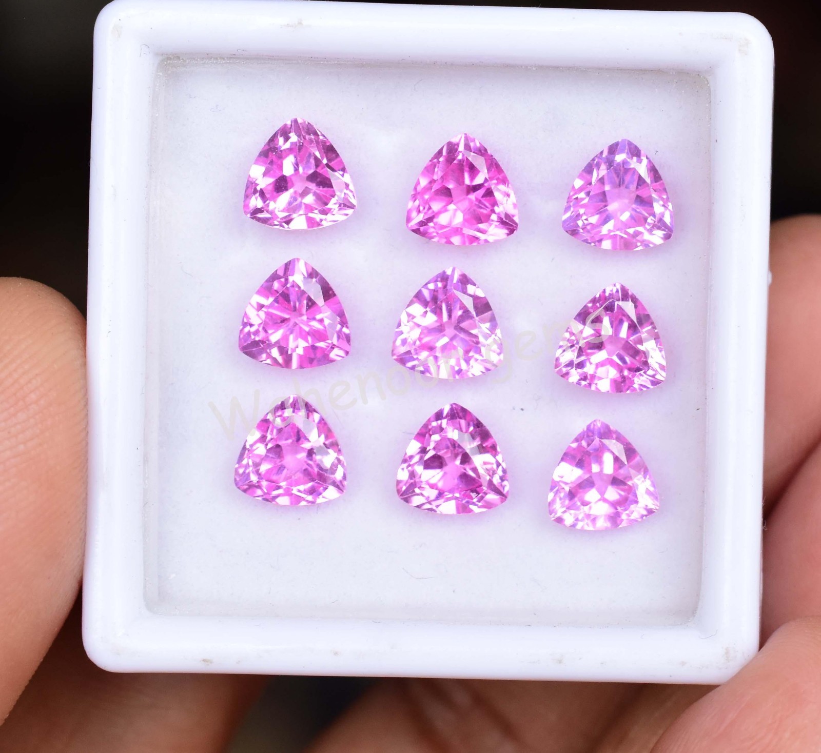 9 Pcs Natural Pink Mogok Ruby 6.90 MM Trillion Certified Loose Gemstone