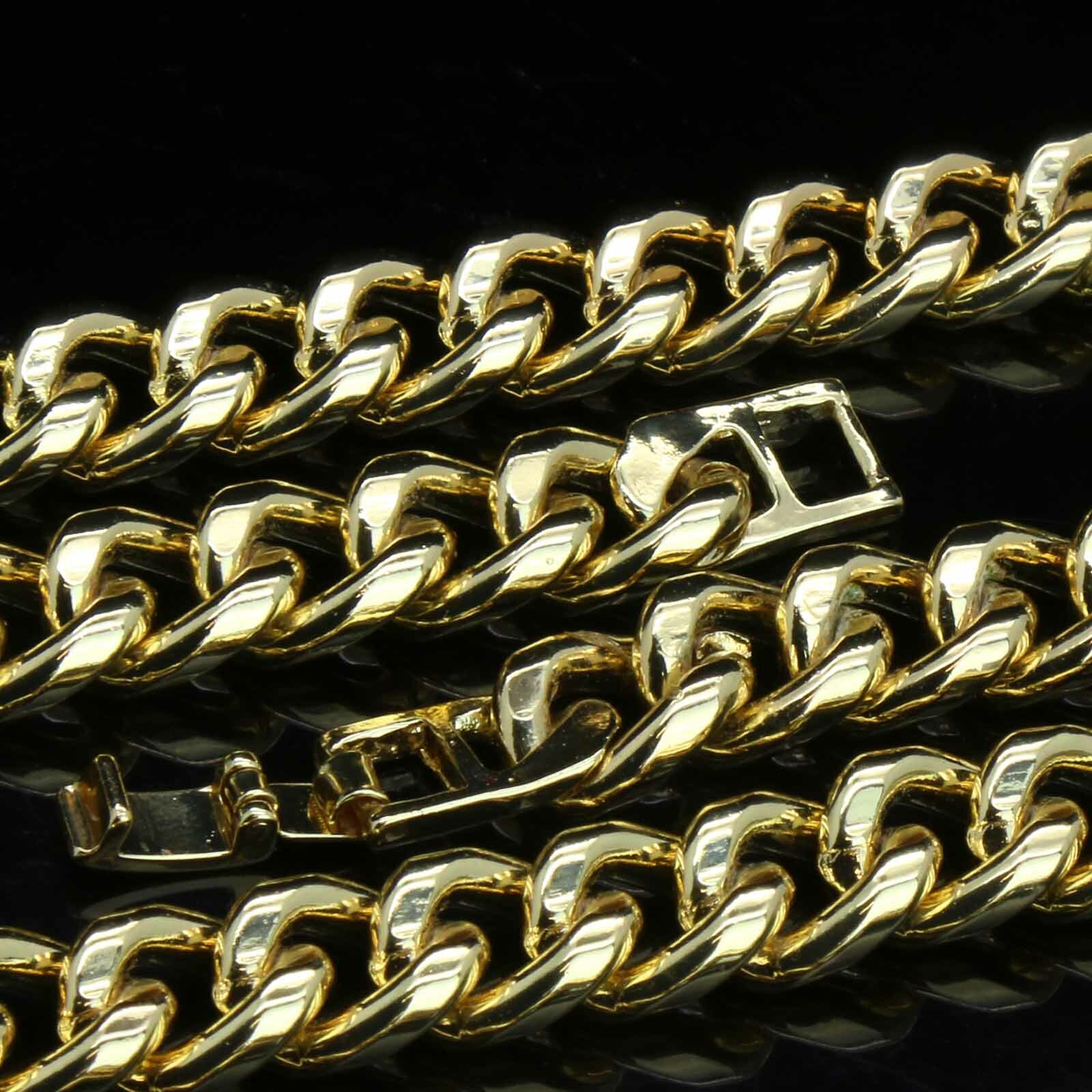 Hip Hop Gold Plated Large HOLLOW CROSS Pendant Cubic-Zirconia 30″ Cuban Chain