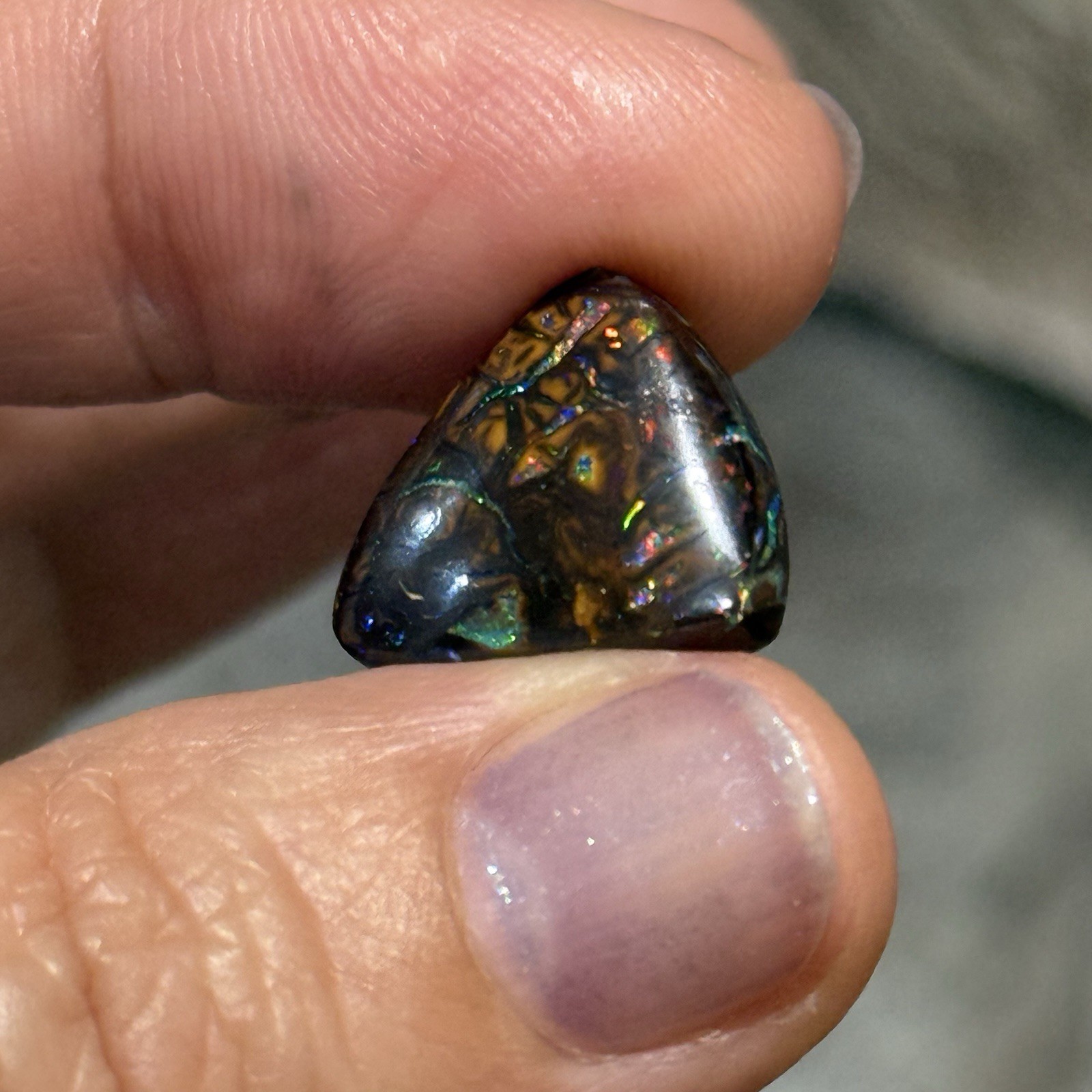 10.2ct 15.6×14.5×5.2mm Colorful Australian Koroit Boulder Opal Cabochon Gem